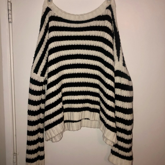 Black & White striped chunky Express sweater Sz S - Picture 1 of 3